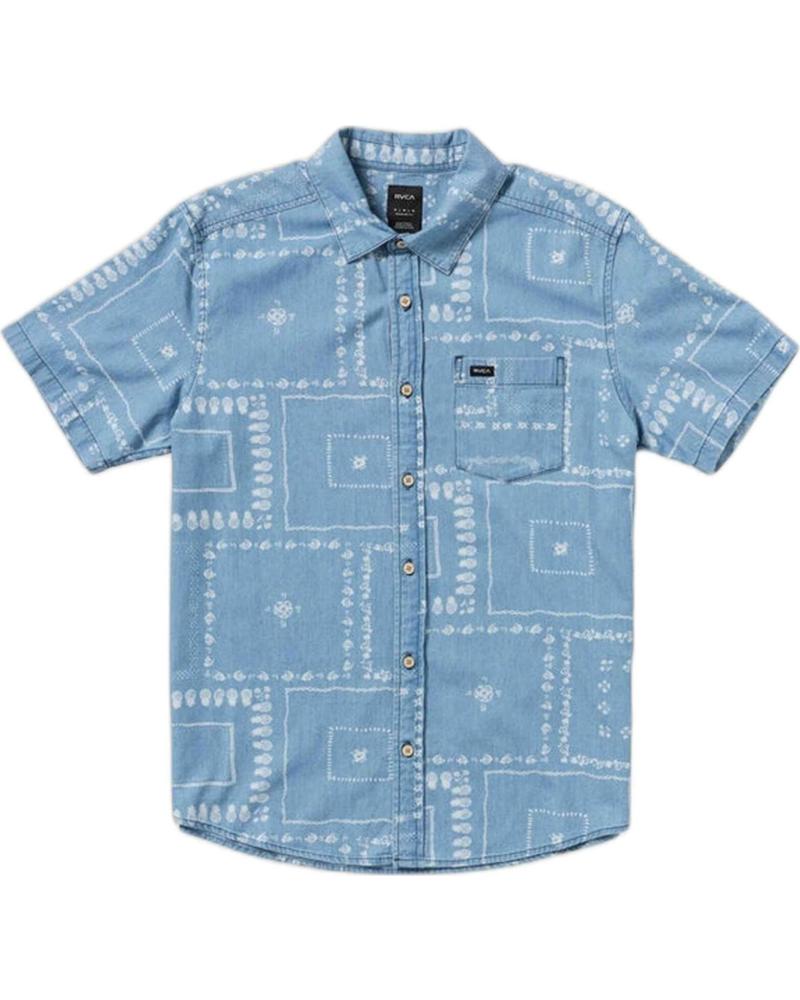RVCA CAMISA DE MANGA CORTA ESTAMPADA RVCA PARA HOMBRE AZUL