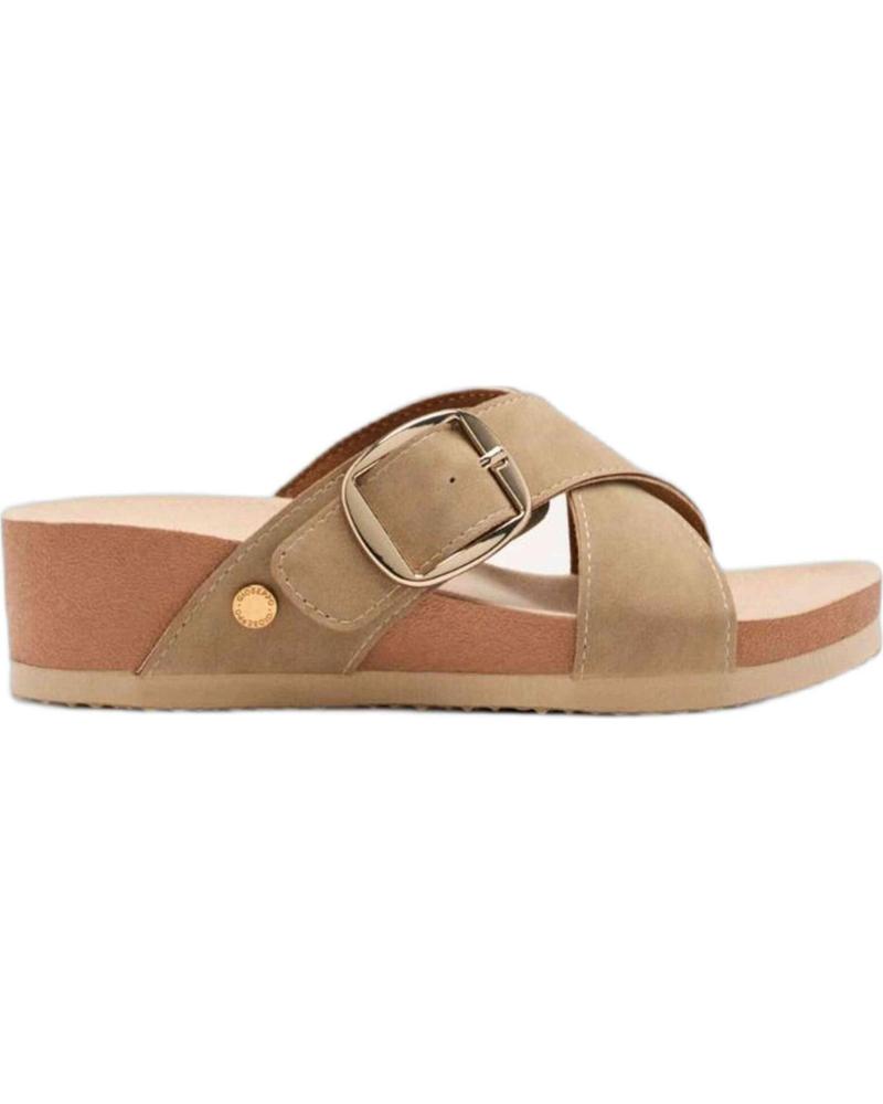 GIOSEPPO SANDALIAS DE CUÑA GIOSEPPO PARA MUJER EN ANTE BEIGE CON TIRAS CRUZADAS BEIGE