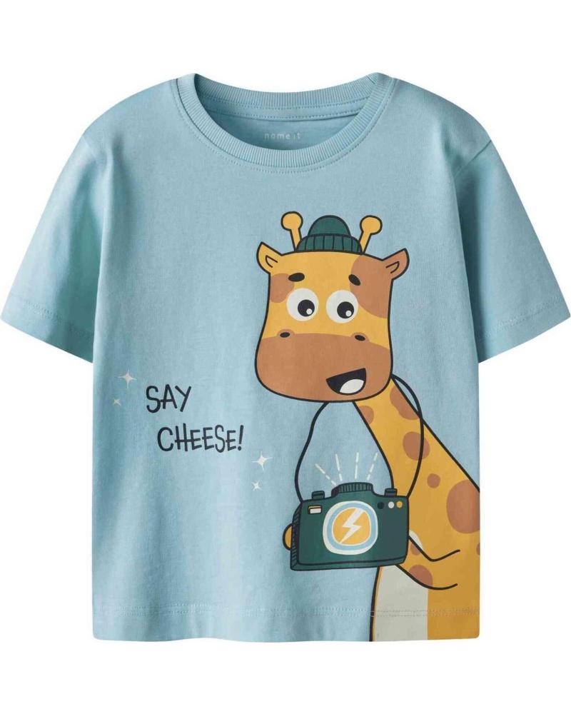 NAME IT CAMISETA DE MANGA CORTA PARA NIÑOS CON ESTAMPADO DE JIRAFA Y CÁMARA AZUL