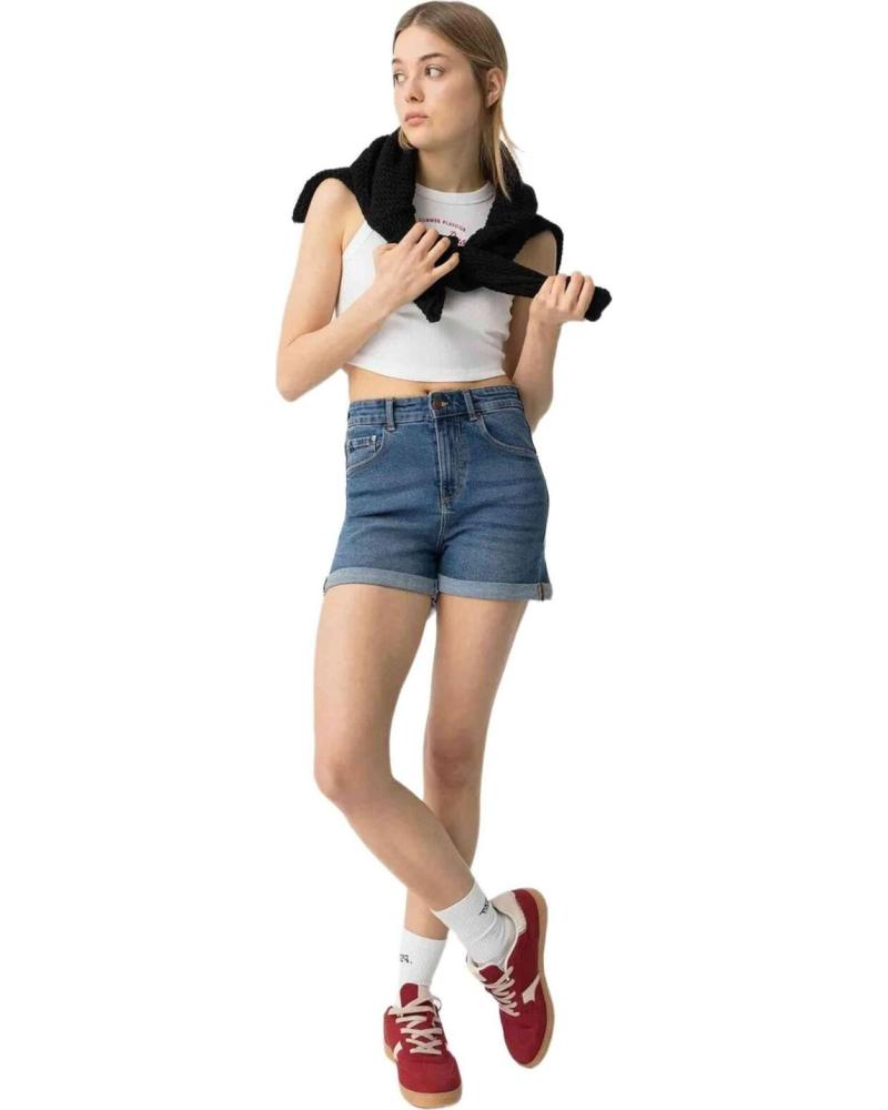 TIFFOSI PANTALÓN CORTO VAQUERO DE CINTURA ALTA PARA NIÑA TIFFOSI AZUL