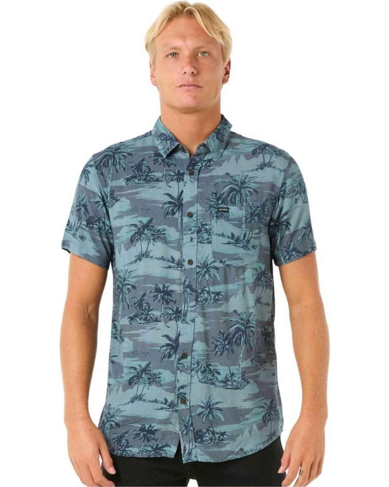 RIP CURL CAMISA DE MANGA CORTA RIP CURL PARA HOMBRE CON ESTAMPADO TROPICAL AZUL