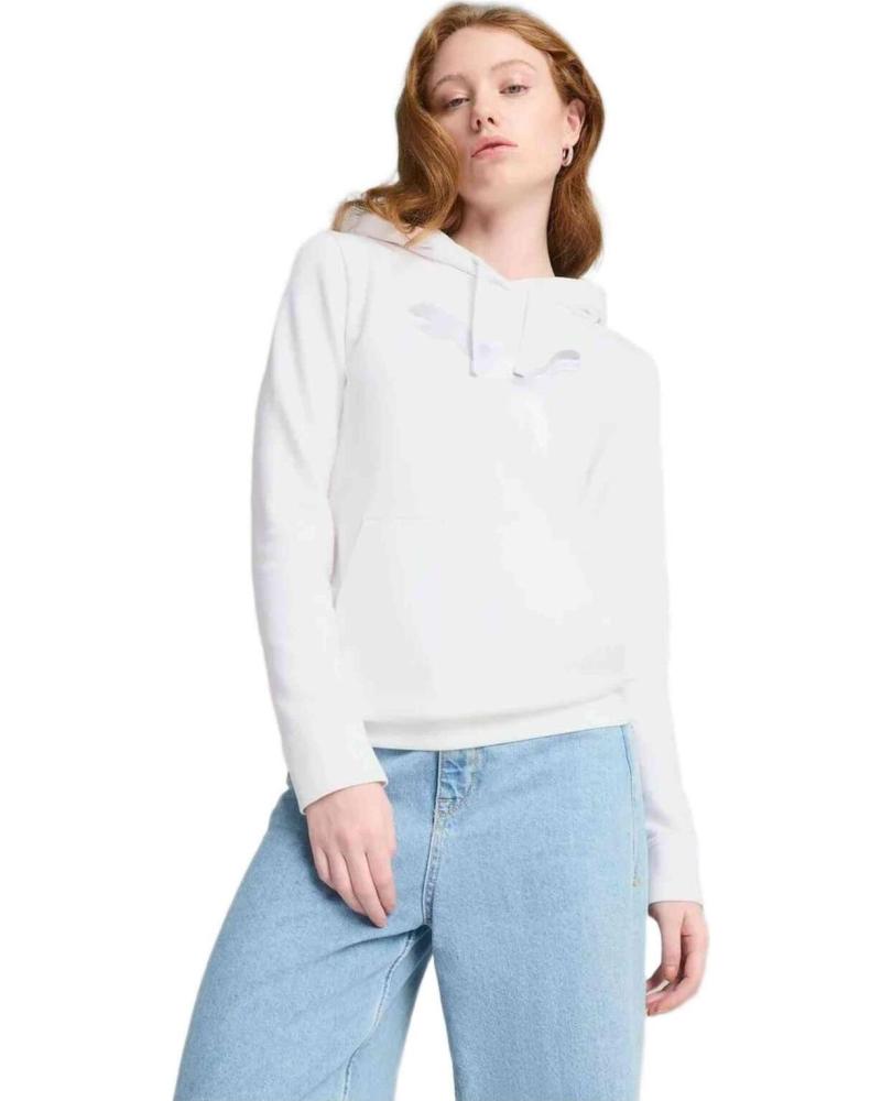 PUMA SUDADERA PUMA ESSENTIALS METALLIC CON CAPUCHA PARA MUJER BLANCO