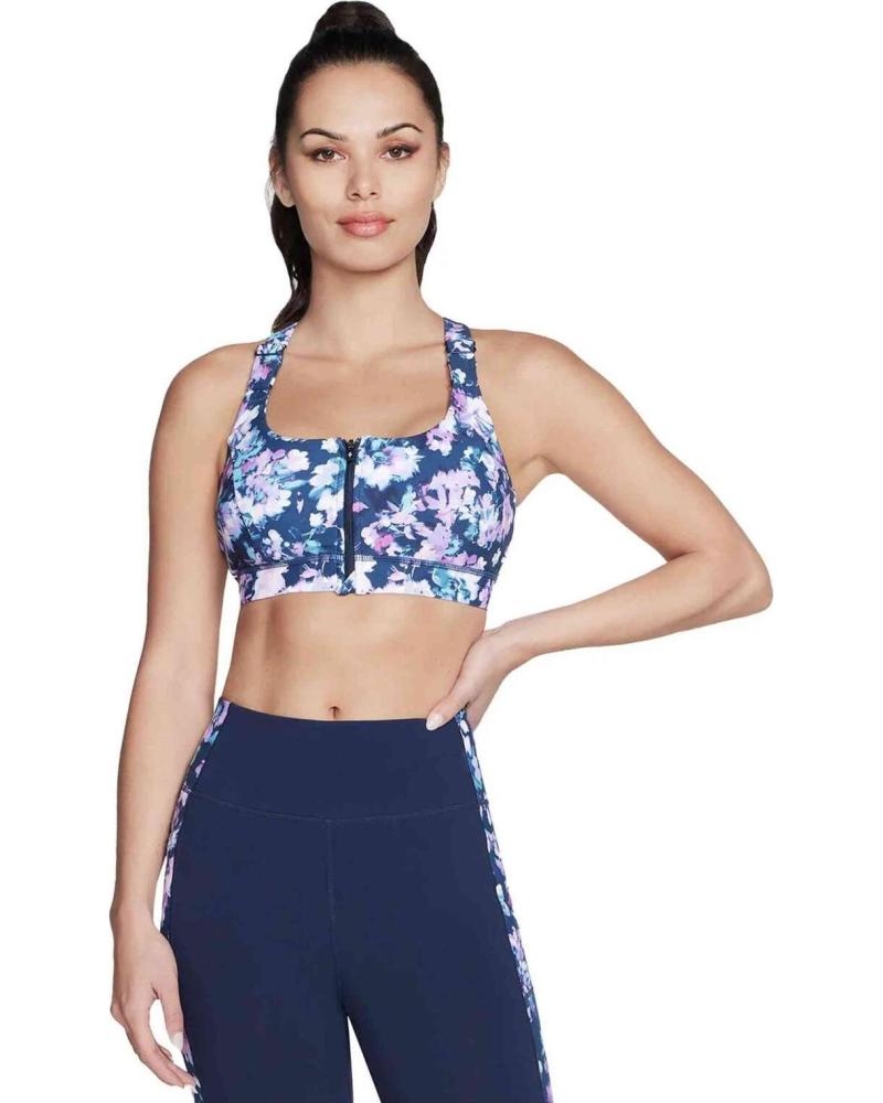 SKECHERS SUJETADOR DEPORTIVO SKECHERS CON CREMALLERA FRONTAL Y ESTAMPADO FLORAL PARA MUJER MULTICOLOR