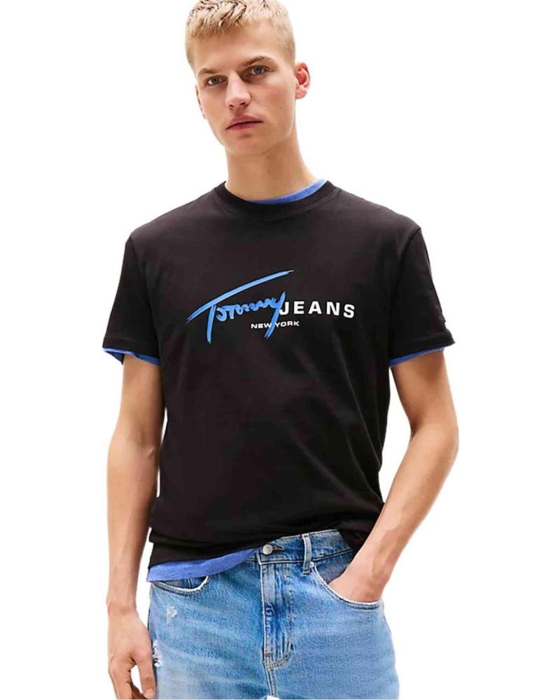 TOMMY HILFIGER CAMISETA TOMMY JEANS NEGRA CON LOGO AZUL ELÉCTRICO NEGRO