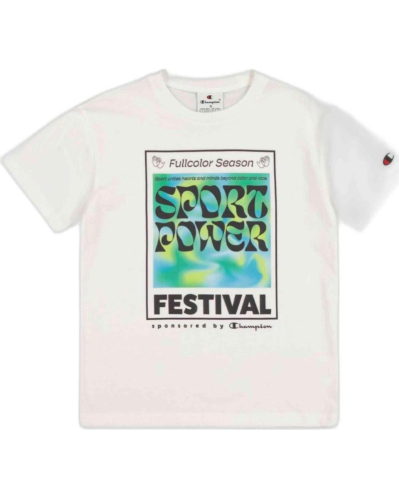 CHAMPION CAMISETA DE MANGA CORTA CHAMPION CON ESTAMPADO ´SPORT POWER FESTIVAL´ PARA NIÑO BLANCO