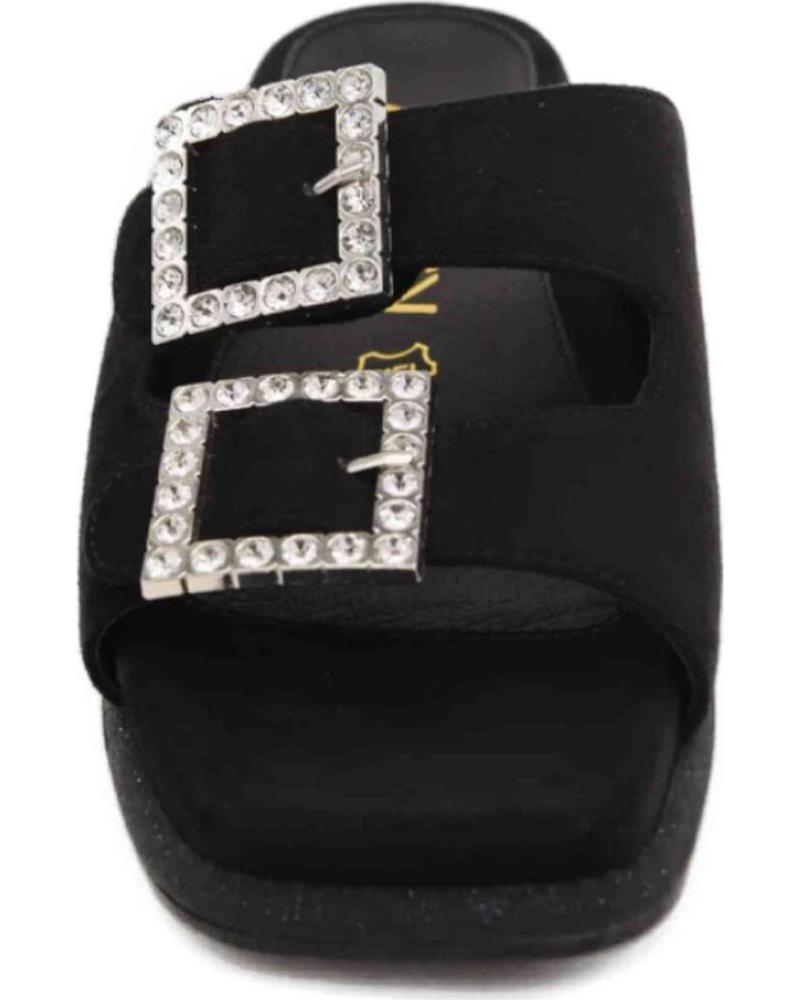 AZAREY SANDALIAS AZAREY CON DOBLE HEBILLA DE CRISTAL PARA MUJER NEGRO
