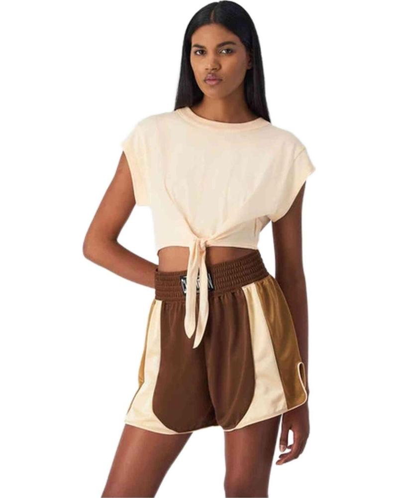 CHAMPION CAMISETA CORTA CHAMPION CON NUDO FRONTAL PARA MUJER BEIGE