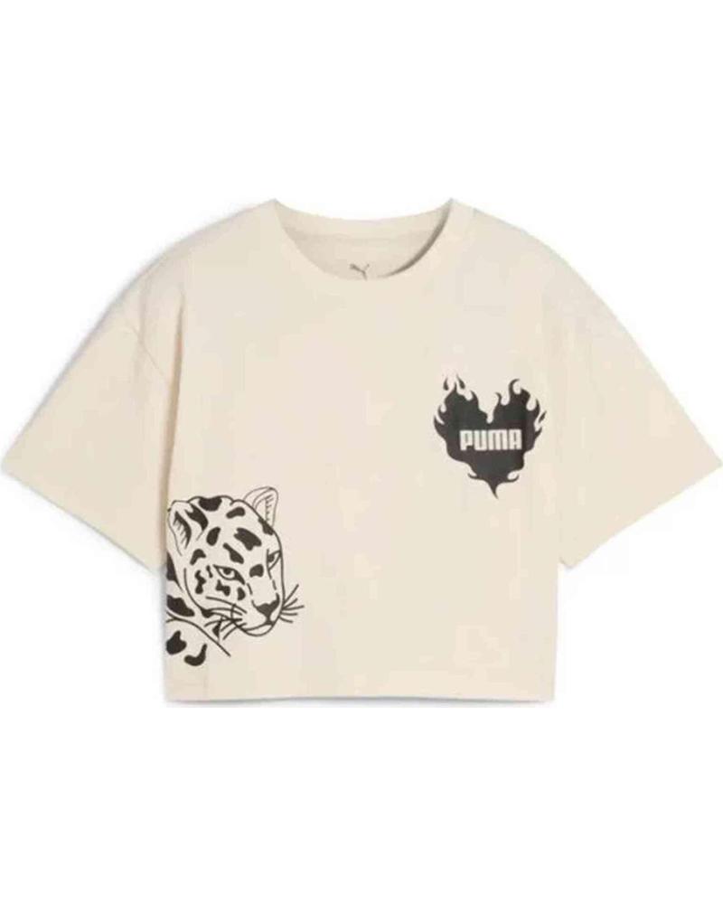 PUMA CAMISETA PUMA DE MANGA CORTA CON ESTAMPADO PARA NIÑA BEIGE