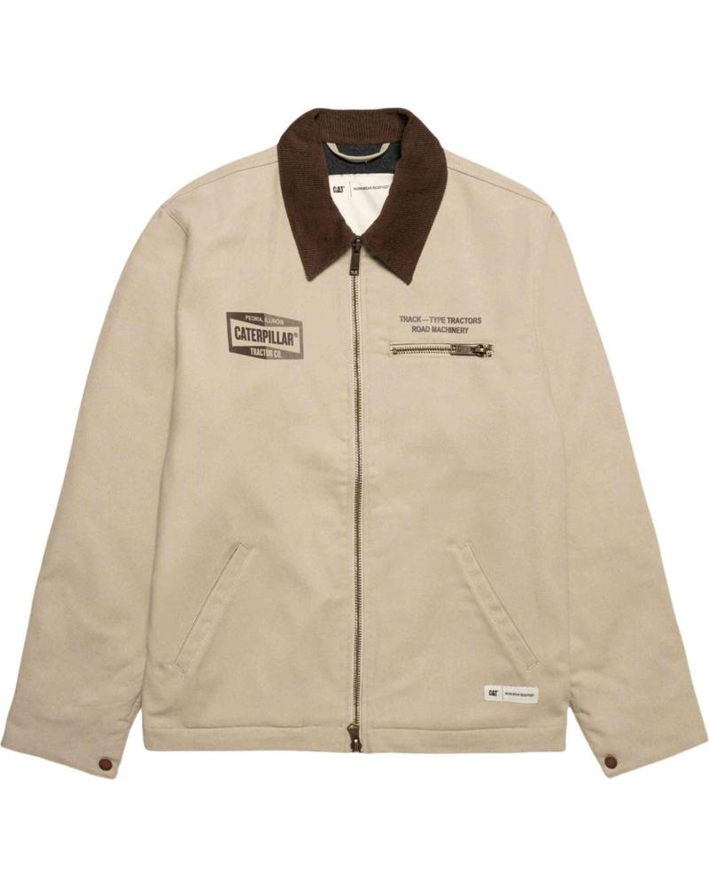 CATERPILLAR CHAQUETA UTILITARIA CON CUELLO DE PANA BEIGE