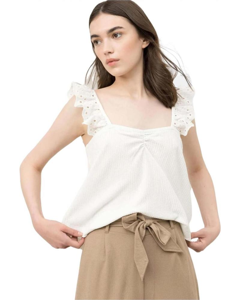 TIFFOSI CAMISETA DE MANGA CORTA CON VOLANTES PARA MUJER TIFFOSI BLANCO