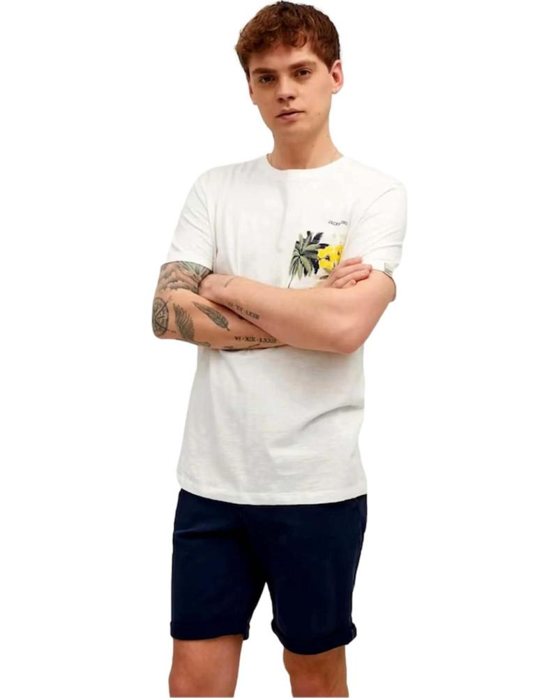 JACK AND JONES CAMISETA DE MANGA CORTA JACK & JONES CON ESTAMPADO FLORAL PARA HOMBRE BLANCO
