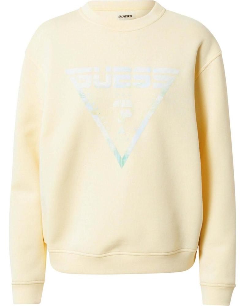 GUESS SUDADERA GUESS DE MUJER AMARILLA CON LOGO AMARILLO