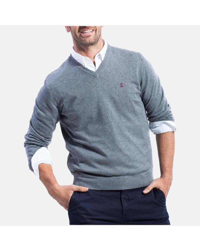 EL PULPO JERSEY DE CUELLO PICO DE HOMBRE EL PULPO GRIS GRIS