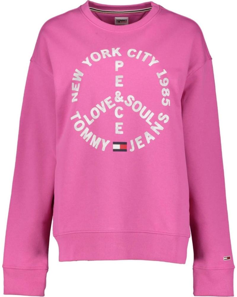 TOMMY JEANS SUDADERA TOMMY JEANS PEACE LOGO PARA MUJER ROSA