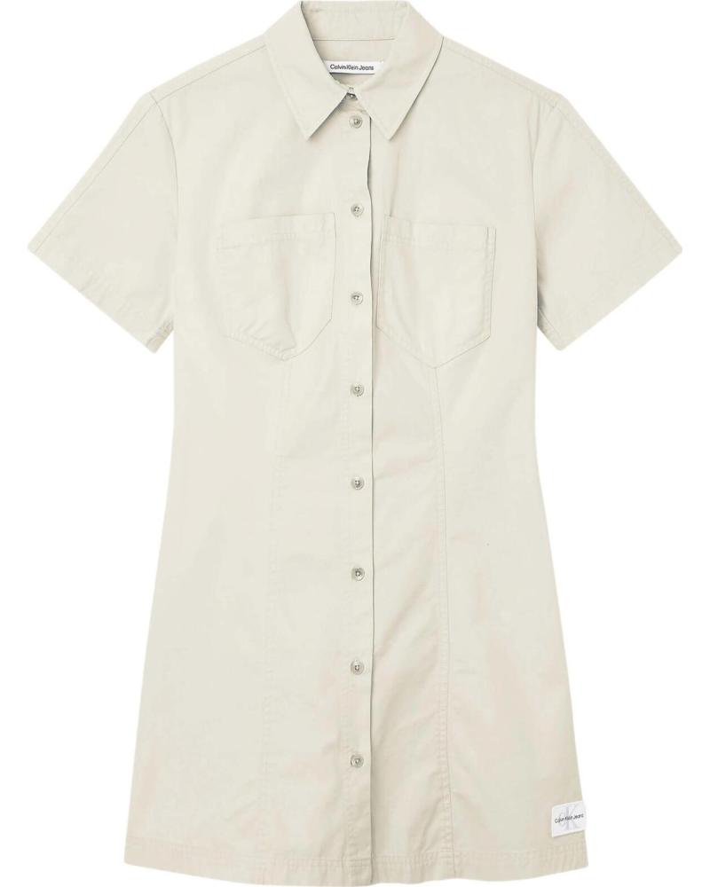 CALVIN KLEIN VESTIDO JEANS CALVIN KLEIN DE MANGA CORTA PARA MUJER BEIGE