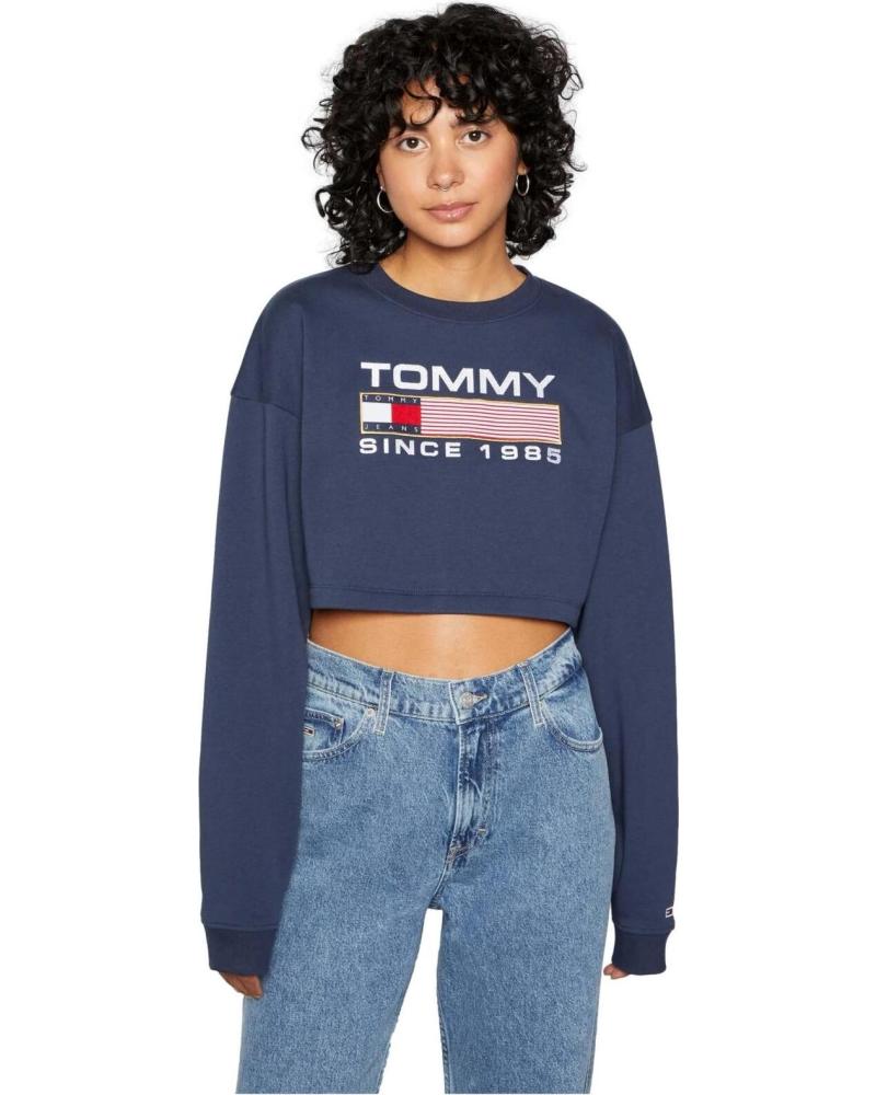 TOMMY JEANS SUDADERA CROP TOMMY JEANS CON LOGO PARA MUJER AZUL