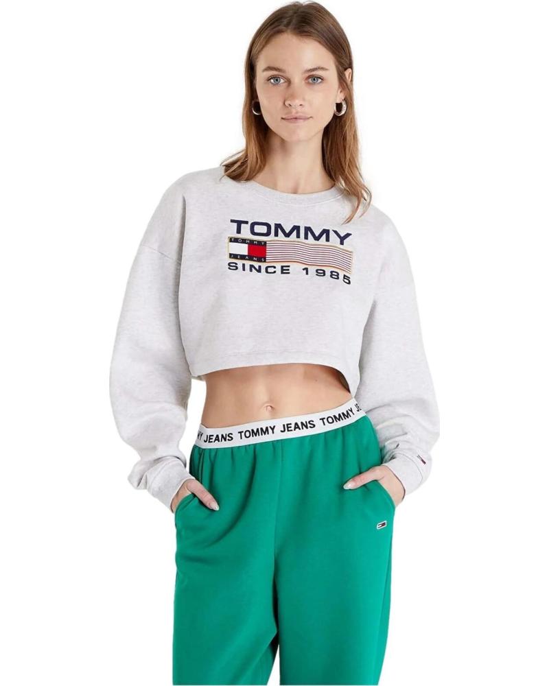 TOMMY JEANS SUDADERA CROPPED TOMMY JEANS CON LOGO GRIS