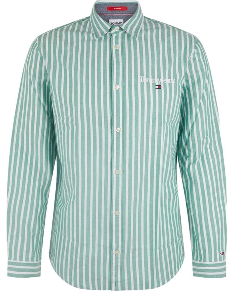 TOMMY JEANS CAMISA DE RAYAS VERDES PARA HOMBRE TOMMY JEANS VERDE