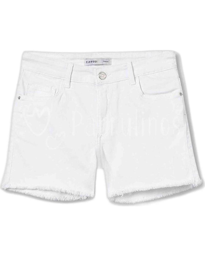 TIFFOSI PANTALÓN CORTO DE MEZCLILLA BLANCO PARA NIÑAS TIFFOSI BLANCO