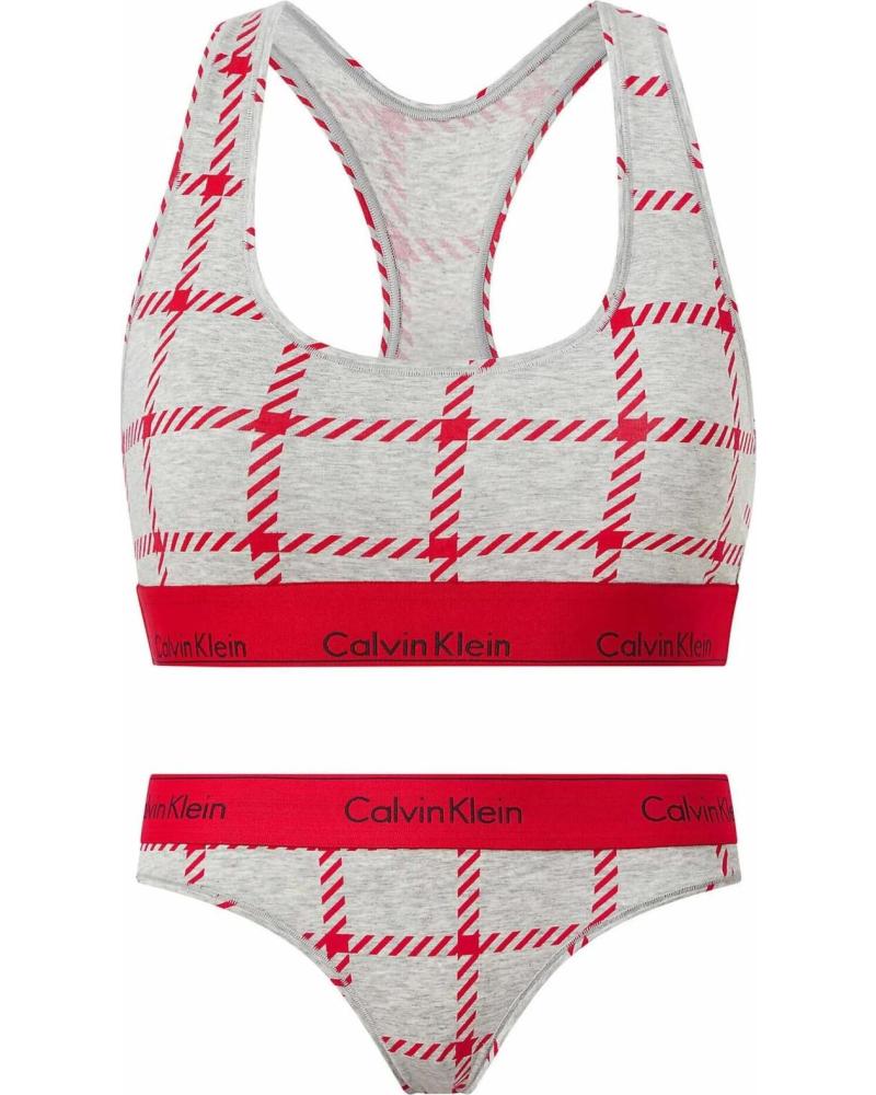CALVIN KLEIN CONJUNTO BIKINI ESTAMPADO CUADROS CON BANDA LOGO MENS WINDOW PANEGREY HEATHER