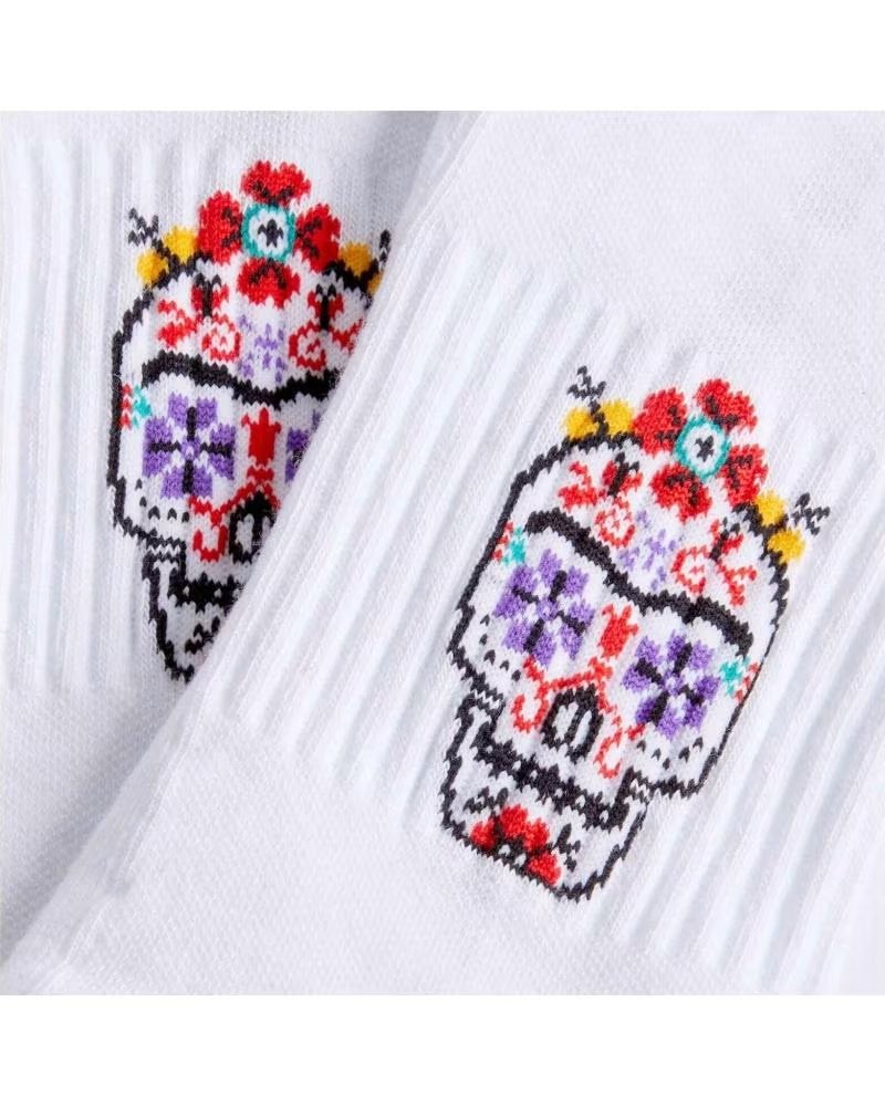 Calcetines Tobilleros Jimmy Lion 964194-WHITE con Calavera Mexicana Blanco