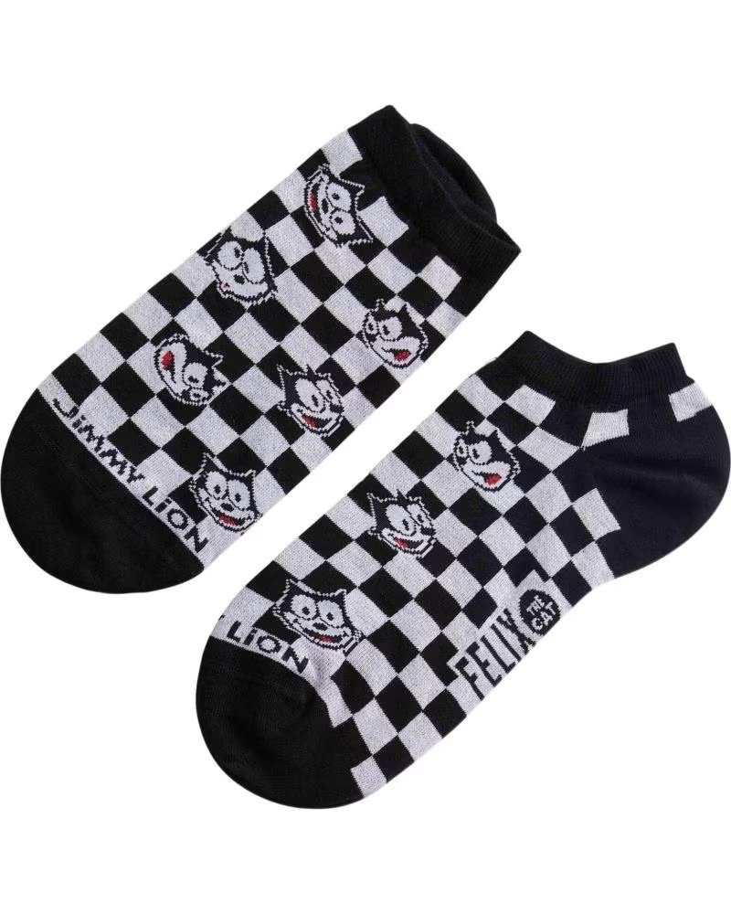 Calcetines Tobilleros Unisex Jimmy Lion Estampado Cuadros y Felix el Gato 954231-BLACK Negro