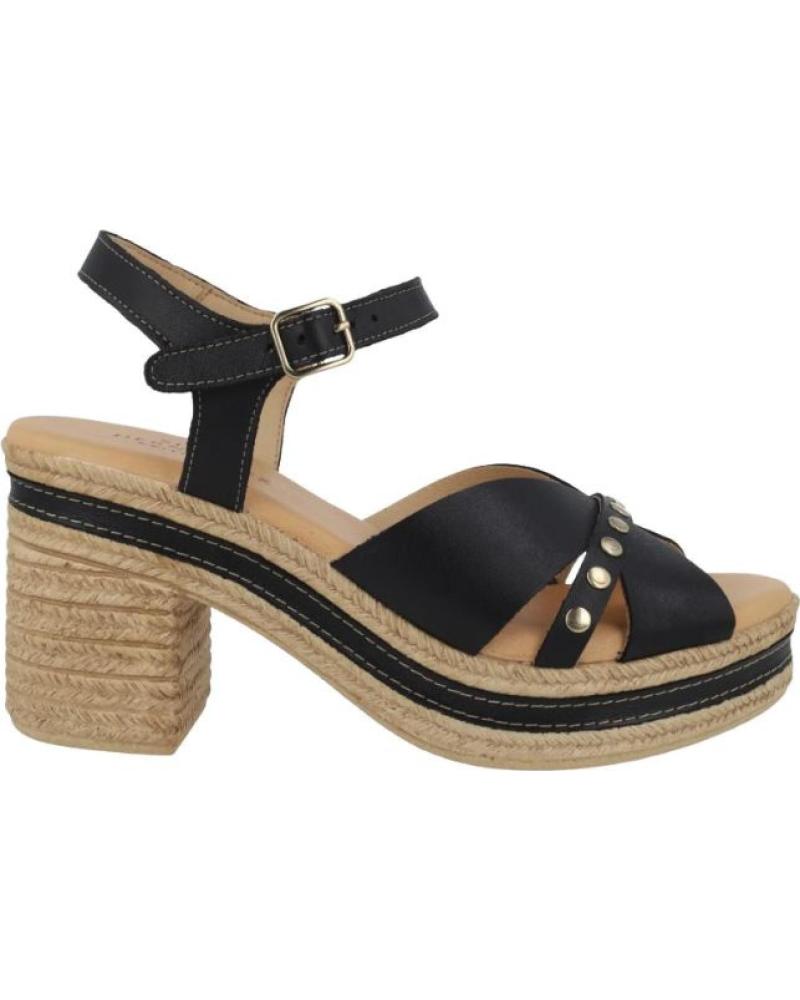 PITILLOS SANDALIA DE TACÓN PITILLOS CON PLATAFORMA DE YUTE YUTE 5 CM NEGRO NEGRO