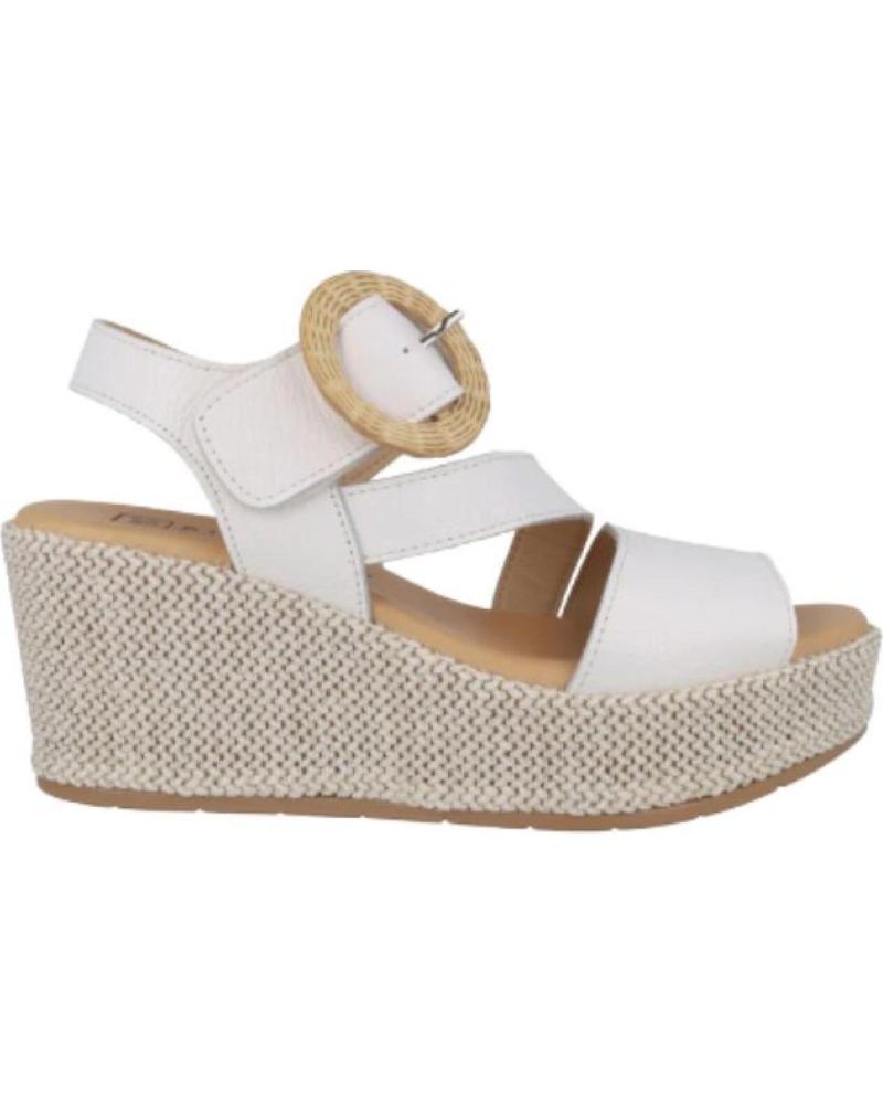 PITILLOS SANDALIA CUÑA DE RAFIA CON HEBILLA DECORATIVA BLANCO