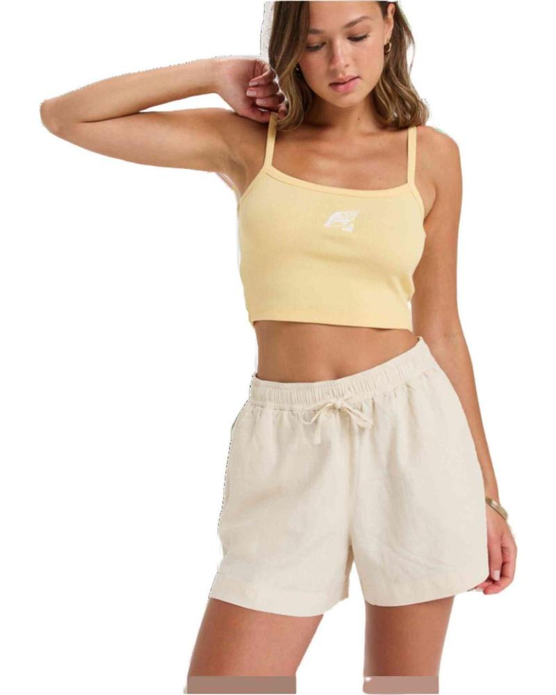 ROXY PANTALÓN CORTO CASUAL DE LINO BEIGE