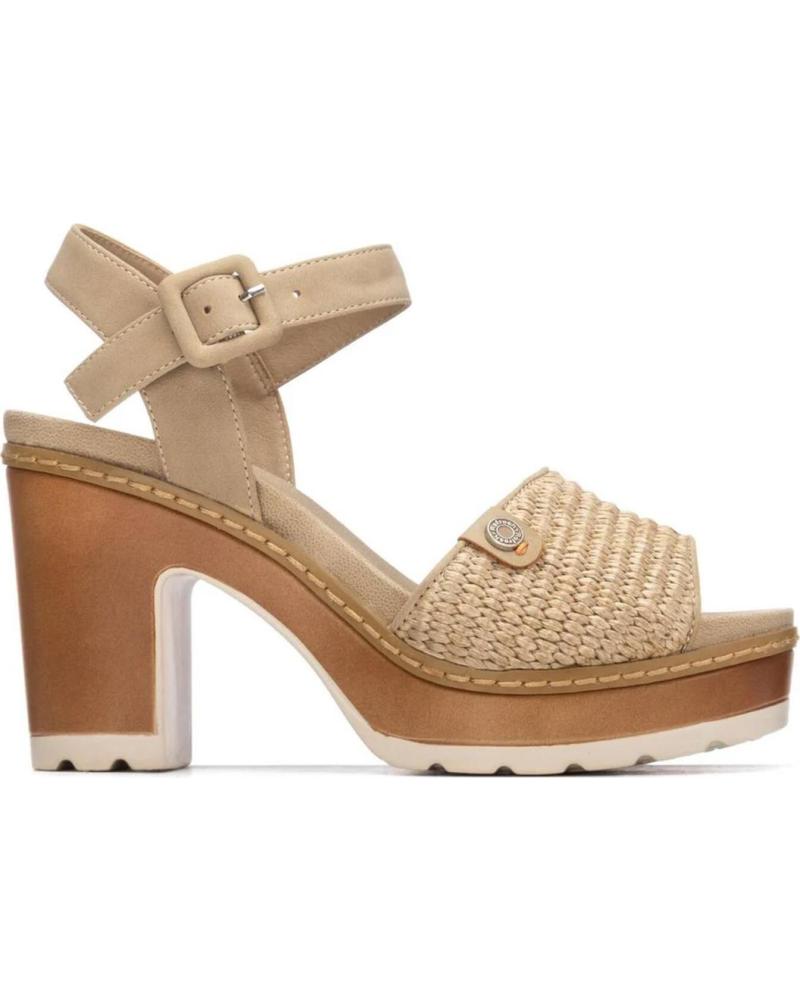 REFRESH SANDALIA DE TACÓN CON PLATAFORMA Y ACABADO TRENZADO TAUPE