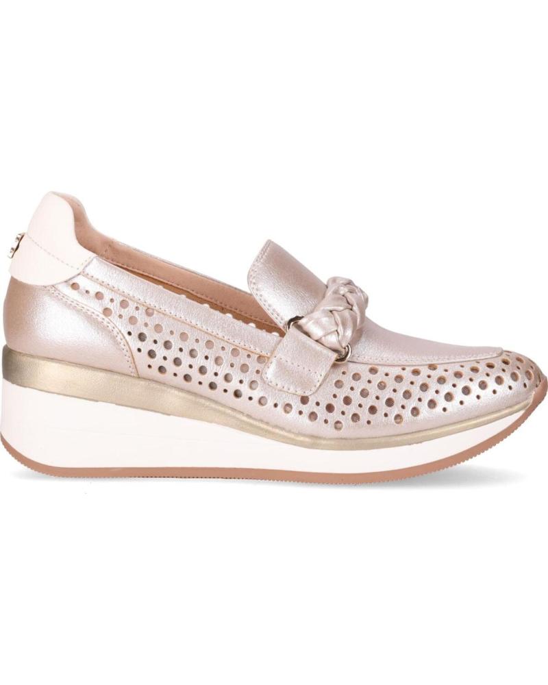 CHIKA10 MOCASINES CON CUÑA Y DETALLE TRENZADO PLATINO-LG GOLD