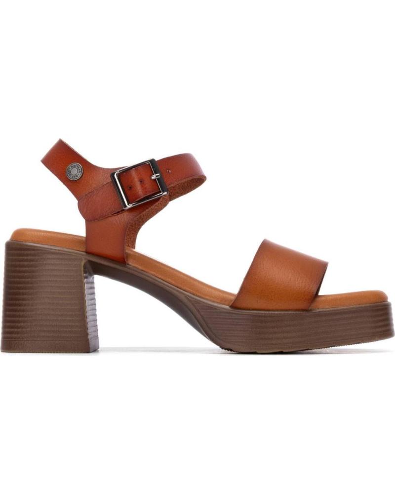 REFRESH SANDALIA DE TACÓN CON PLATAFORMA Y CIERRE DE HEBILLA CAMEL