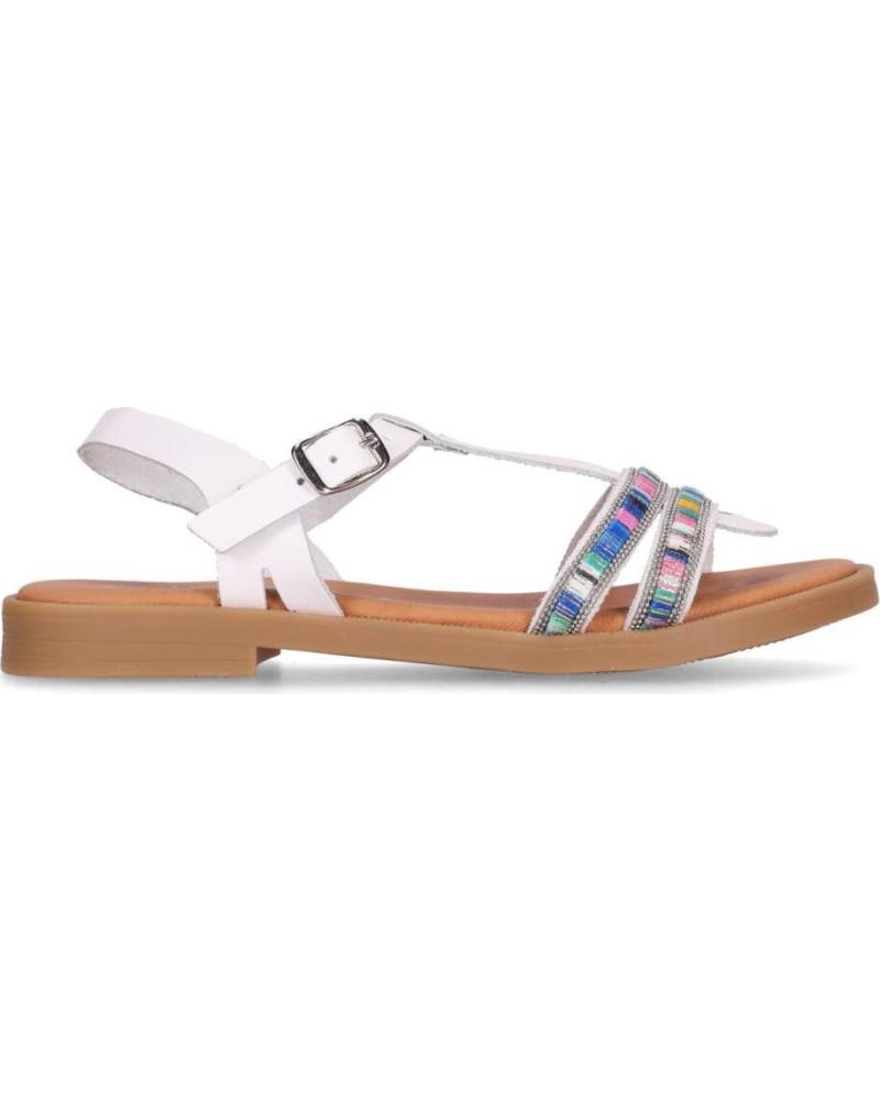 CHIKA10 SANDALIA PLANA VICHY CON DETALLE MULTICORREAS BLANCO-AZUL-BLUE