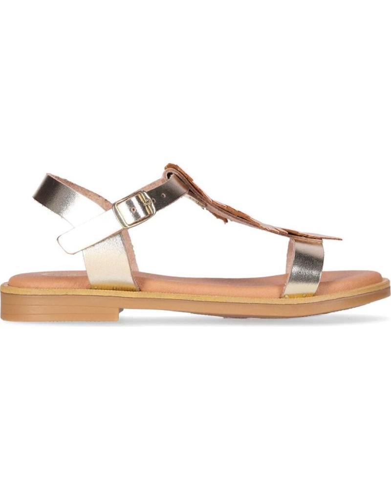CHIKA10 SANDALIA PLANA T-STRAP CHIC 02 PLATINO-LG GOLD