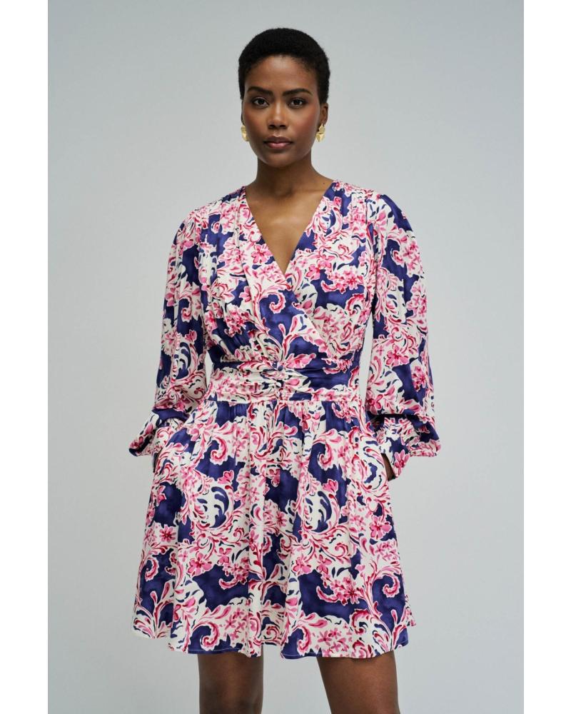 SALSA VESTIDO CORTO ESTAMPADO CON MANGAS ABULLONADAS VARIOS COLORES