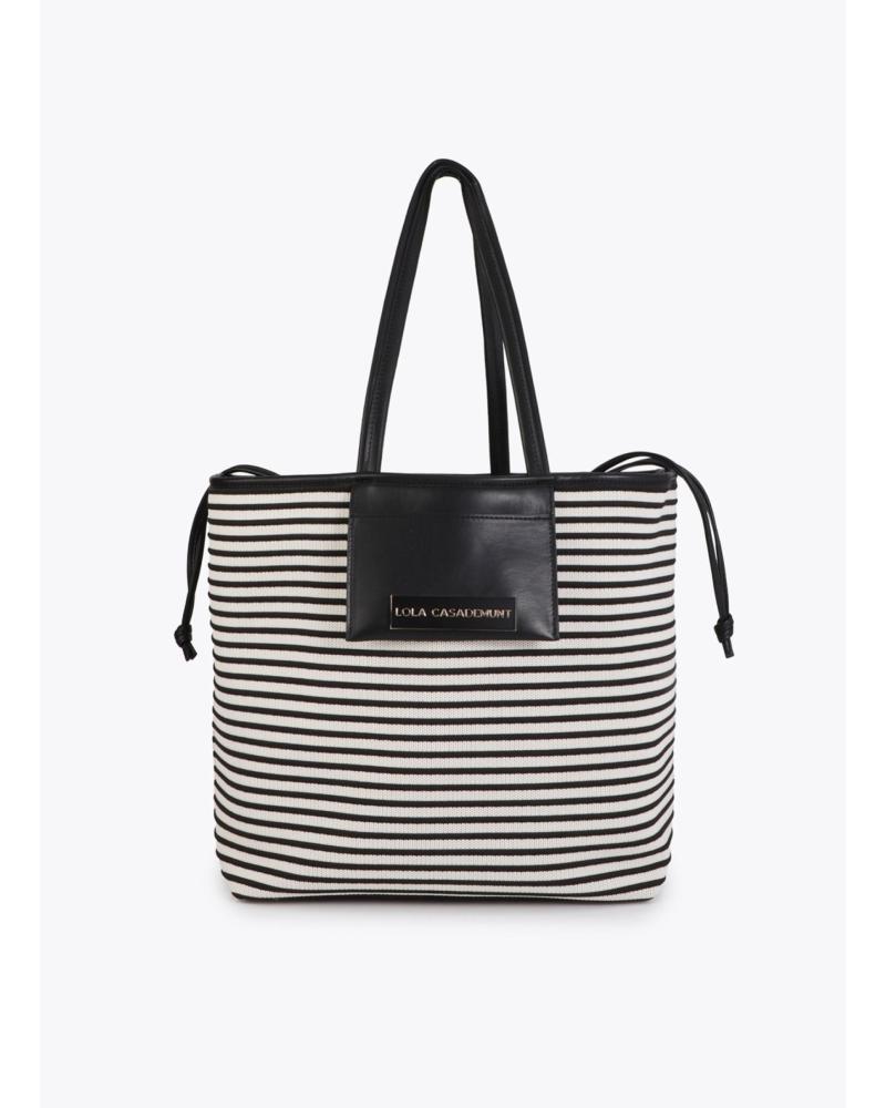 LOLA CASADEMUNT BOLSO SHOPPER RAYAS LS2604088 NEGRO