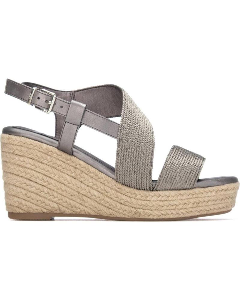 XTI SANDALIAS DE CUÑA CON TIRAS CRUZADAS Y CIERRE DE HEBILLA PLOMO