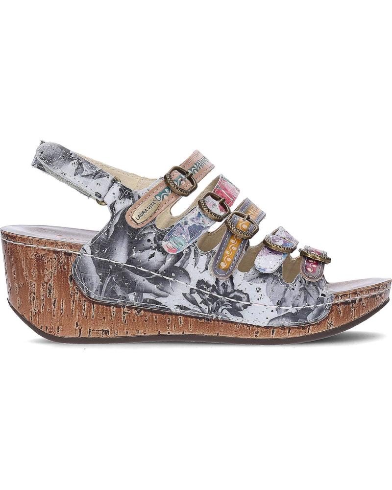 LAURA VITA SANDALIAS LAURA VITA DINO0523 DE CUÑA CON ESTAMPADO FLORAL GRIS