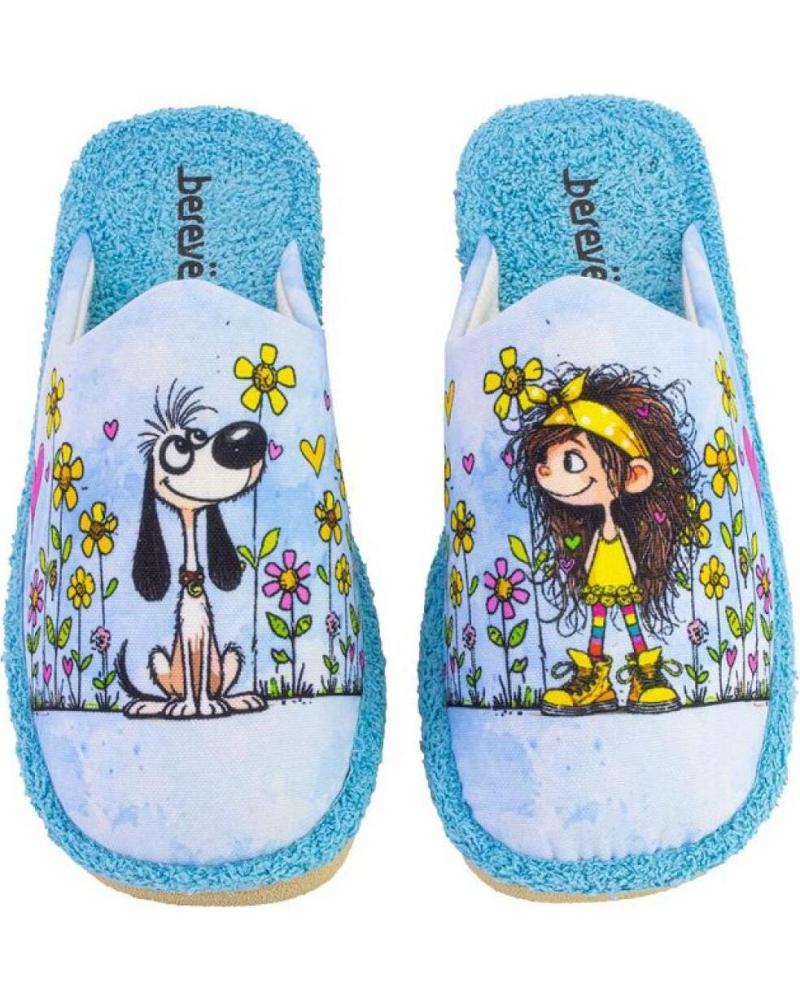 BEREVERE ZAPATILLAS DE CASA BEREVERE 6407 CON ESTAMPADO INFANTIL AZUL TURQUESA