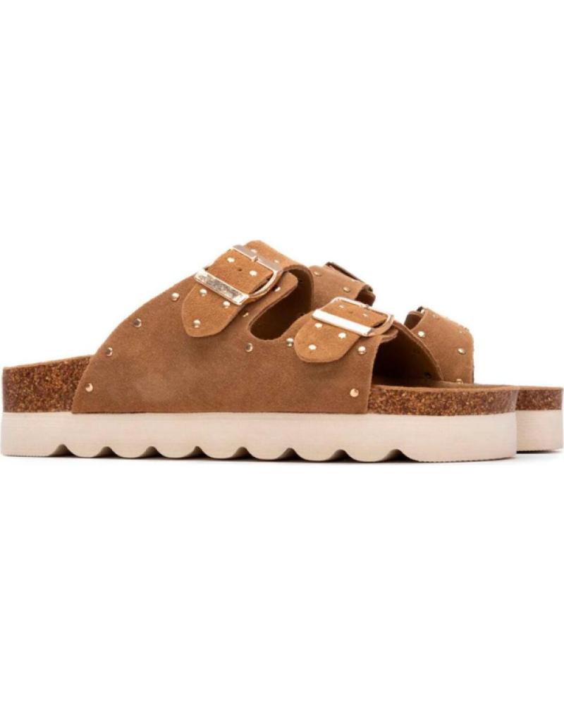 REFRESH SANDALIAS PLANAS CON DOBLE HEBILLA Y SUELA DENTADA 175009 BEIGE