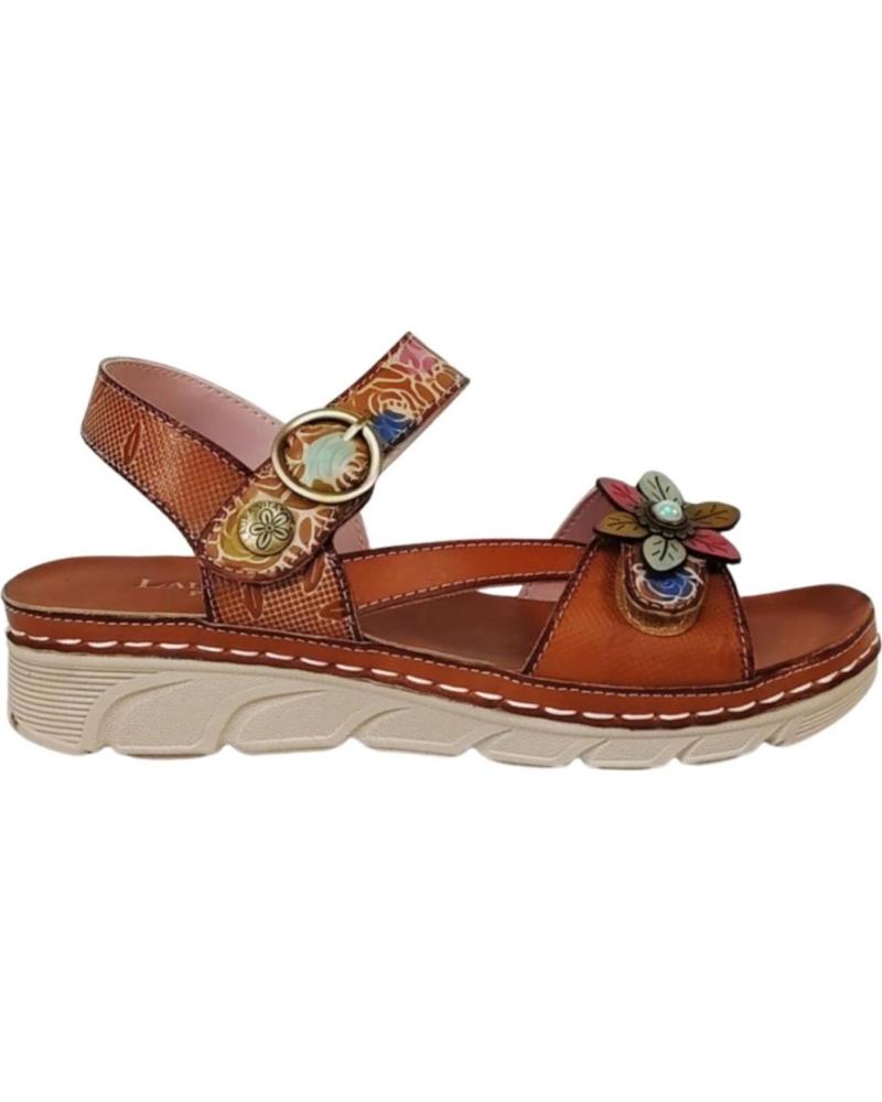 LAURA VITA SANDALIA LAURA VITA MODELO DORRY-21 CON DETALLE FLORAL CAMEL