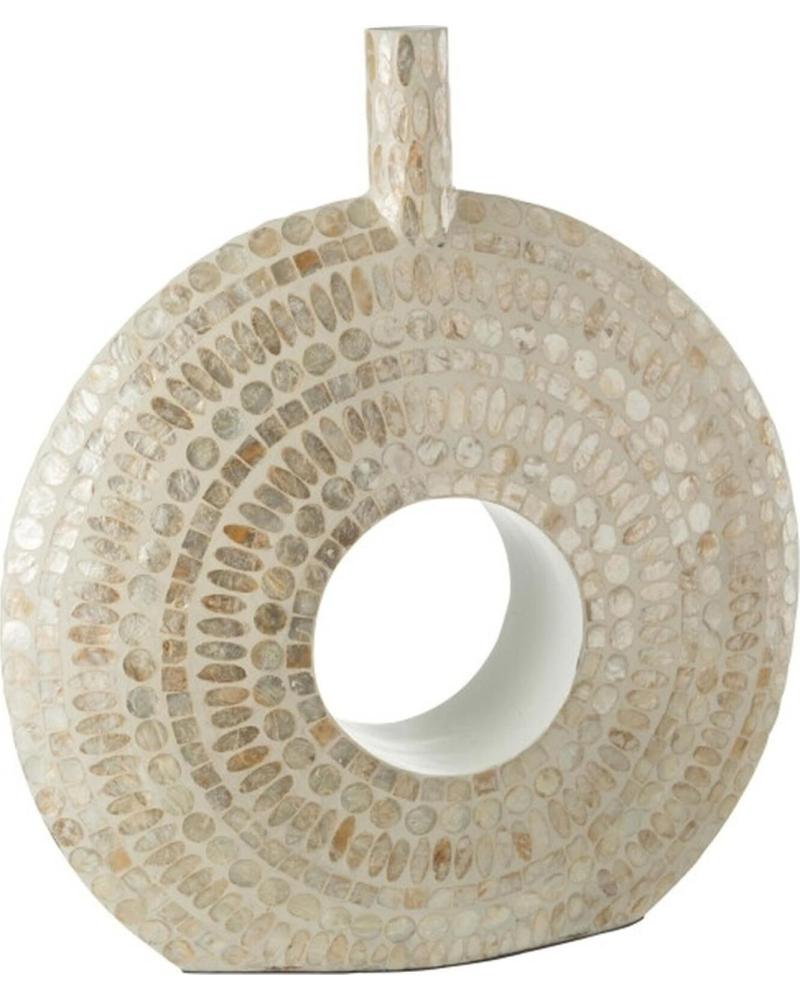 J-LINE JARRÓN DECORATIVO BEIGE CON DISEÑO CIRCULAR TEXTURIZADO BEIGE