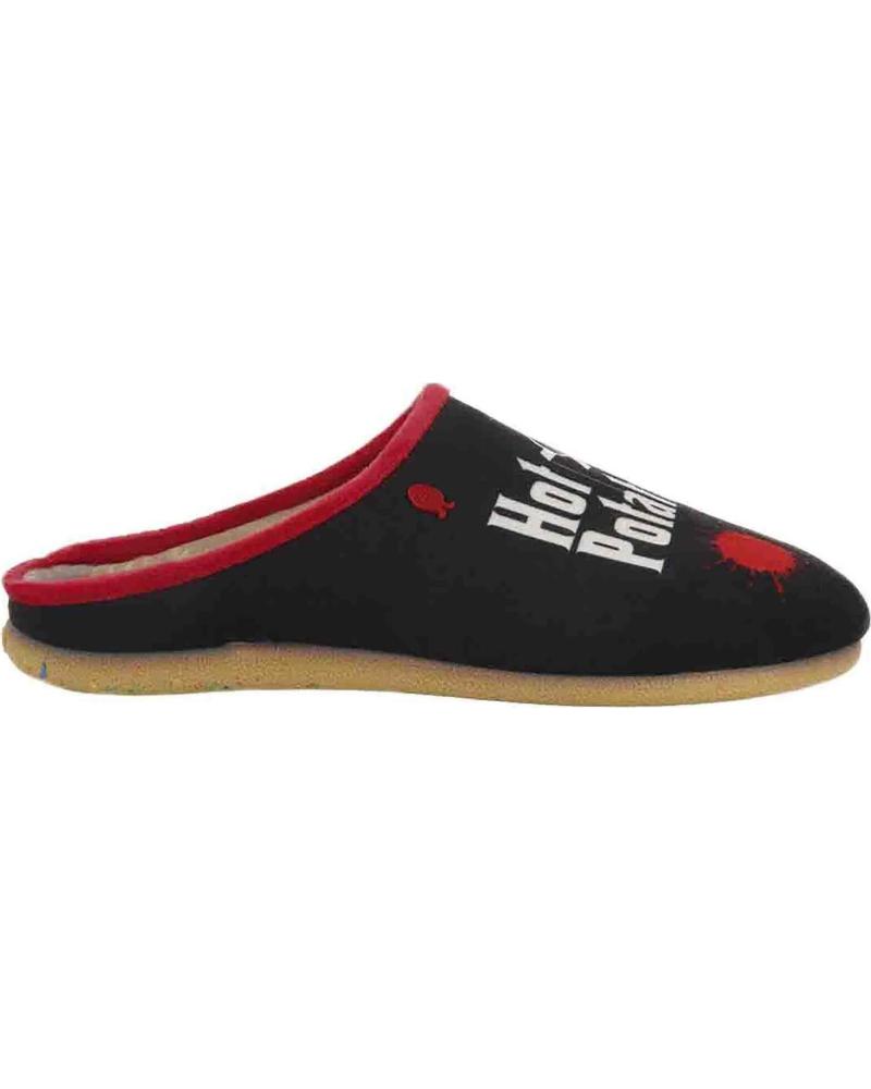 HOT POTATOES ZAPATILLAS DE CASA DESTALONADAS CON DISEÑO GRÁFICO NEGRO