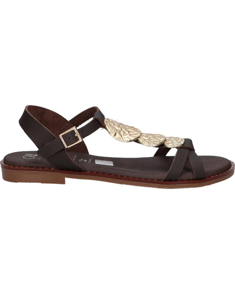 OH MY SANDALS SANDALIA PLANA CON DETALLE DECORATIVO Y CIERRE DE HEBILLA MARRON
