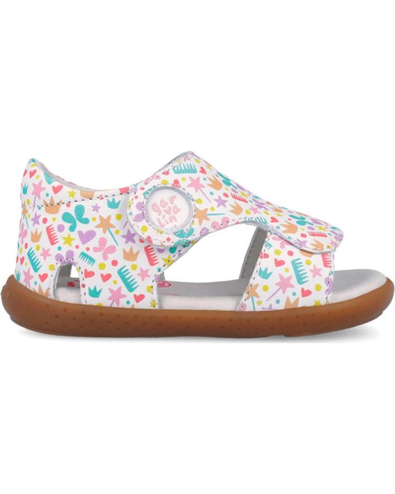 GARVALIN SANDALIAS INFANTILES ESTAMPADAS CON CIERRE DE VELCRO BLANCO