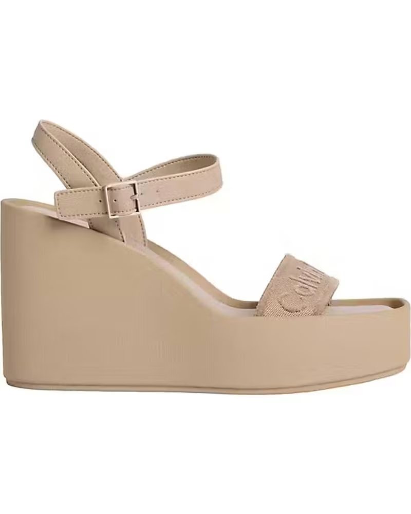 CALVIN KLEIN SANDALIAS CON PLATAFORMA Y TIRAS DE TEJIDO COLOR TAUPE