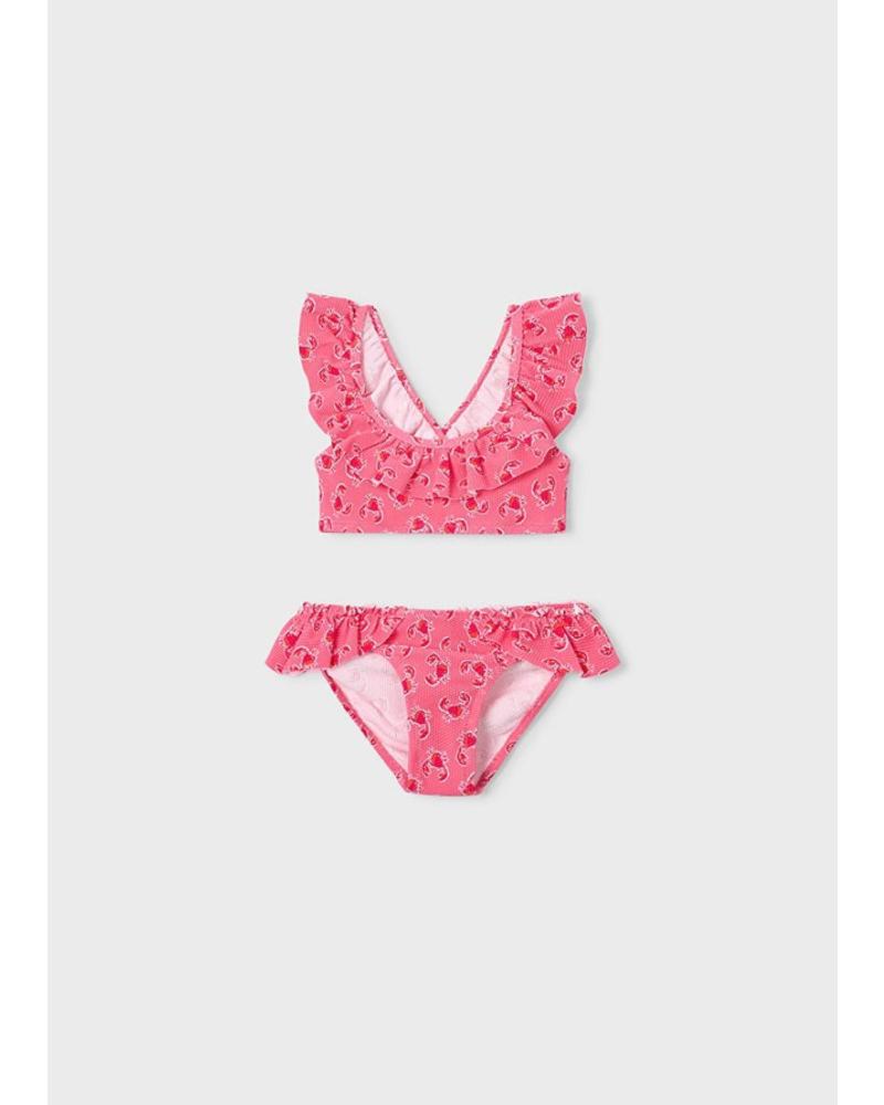 MAYORAL BIKINI CON VOLANTES Y ESTAMPADO CORAZONES ROSA
