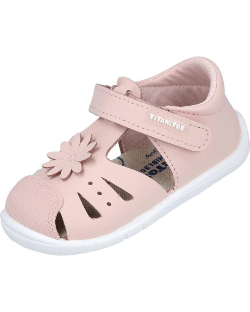 TITANITOS SANDALIAS BAREFOOT L500-FLOR CON CIERRE DE VELCRO ROSA