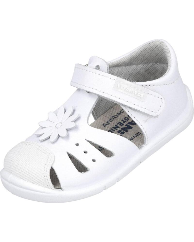 TITANITOS SANDALIAS BAREFOOT L500-FLOR CON CIERRE DE VELCRO BLANCO