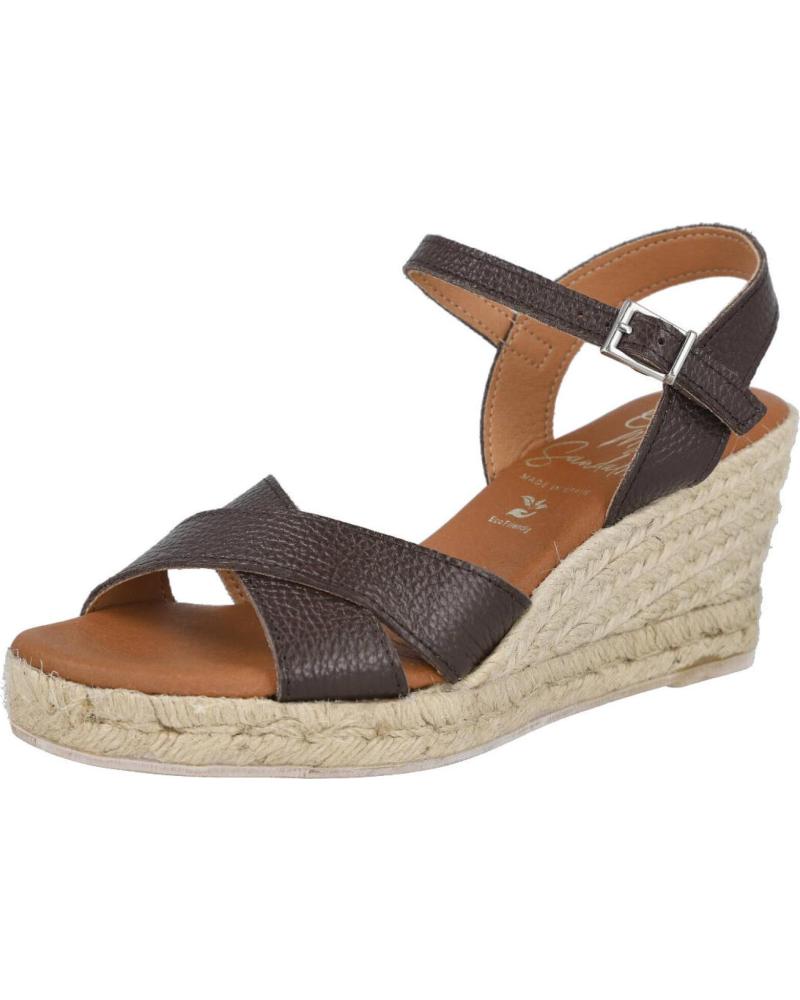 OH MY SANDALS SANDALIAS DE CUÑA CON TIRAS CRUZADAS Y ACABADO EN CÁÑAMO MARRON